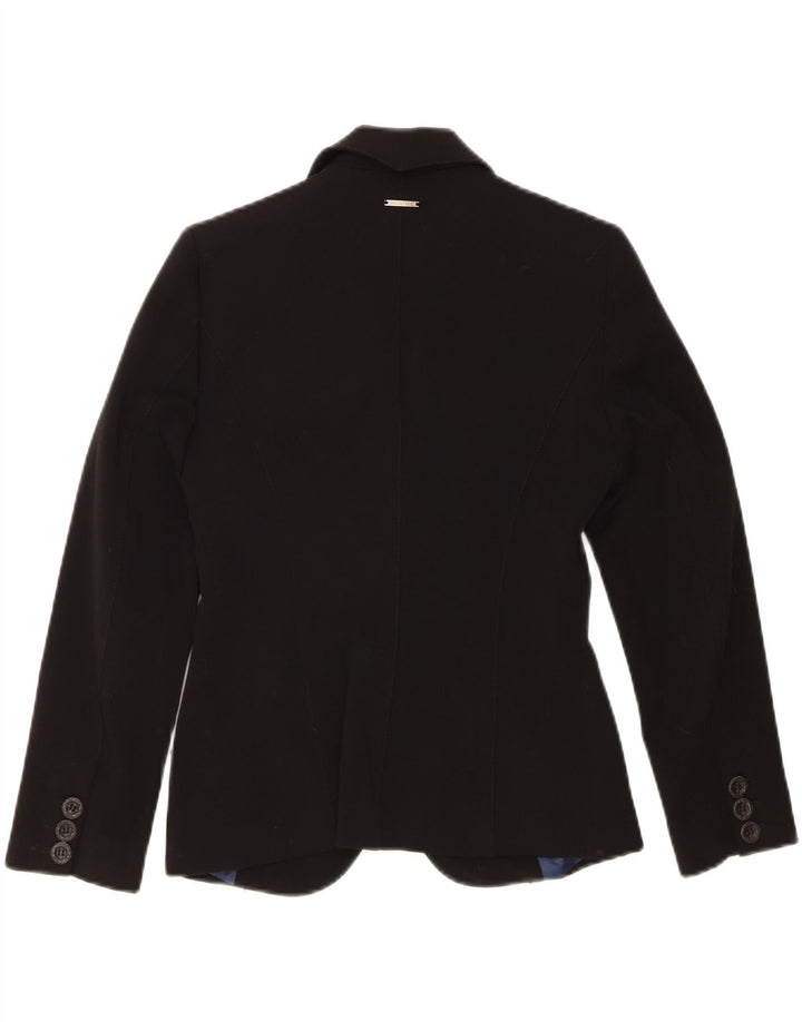 TRUSSARDI JEANS Womens 2 Button Blazer Jacket IT 40 Small Black Polyester