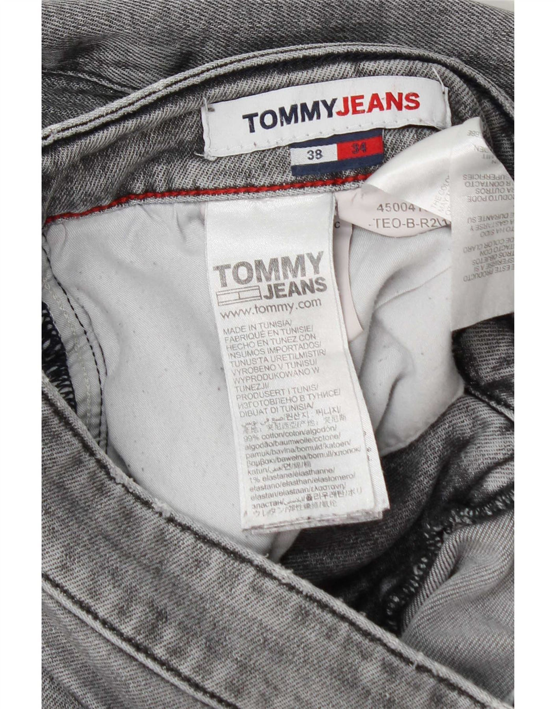 Blugi subțiri învechiți pentru bărbați Tommy Hilfiger W38 L34 bumbac gri