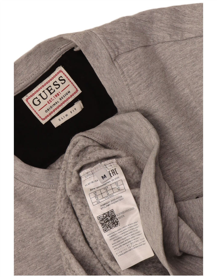 Pulover pentru bărbați Guess Slim Fit, bumbac, gri mediu