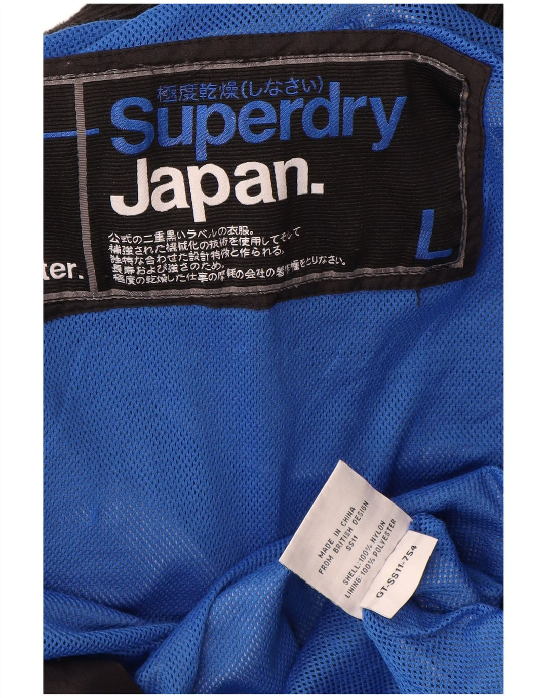 SUPERDRY Jachetă de ploaie cu grafică pentru femei UK 16, mare, negru, nailon