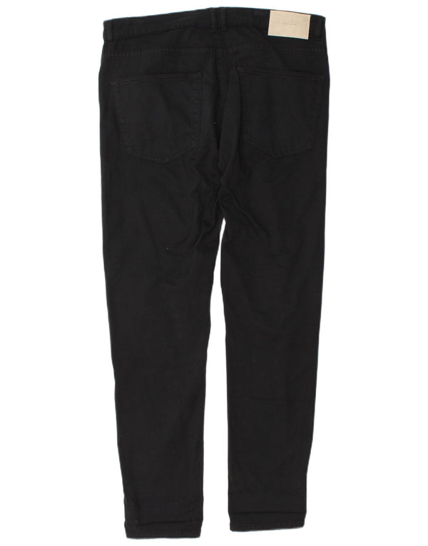 Pantaloni casual slim pentru femei Zara EU 42 Large W32 L31 Bumbac negru