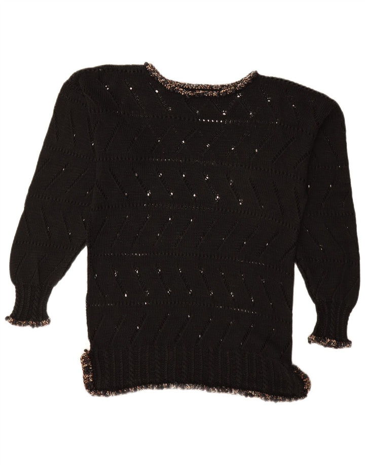 Pulover VINTAGE pentru femei cu gâtul cu barca UK 14 Medium Black