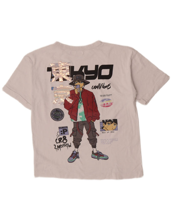 Tricou Grafic Zara Fete Top 13-14 Ani Gri Bumbac