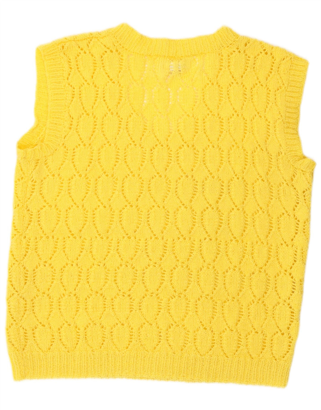 Vintage Womens Vest Tank Top UK 14 Medium Yellow Retro