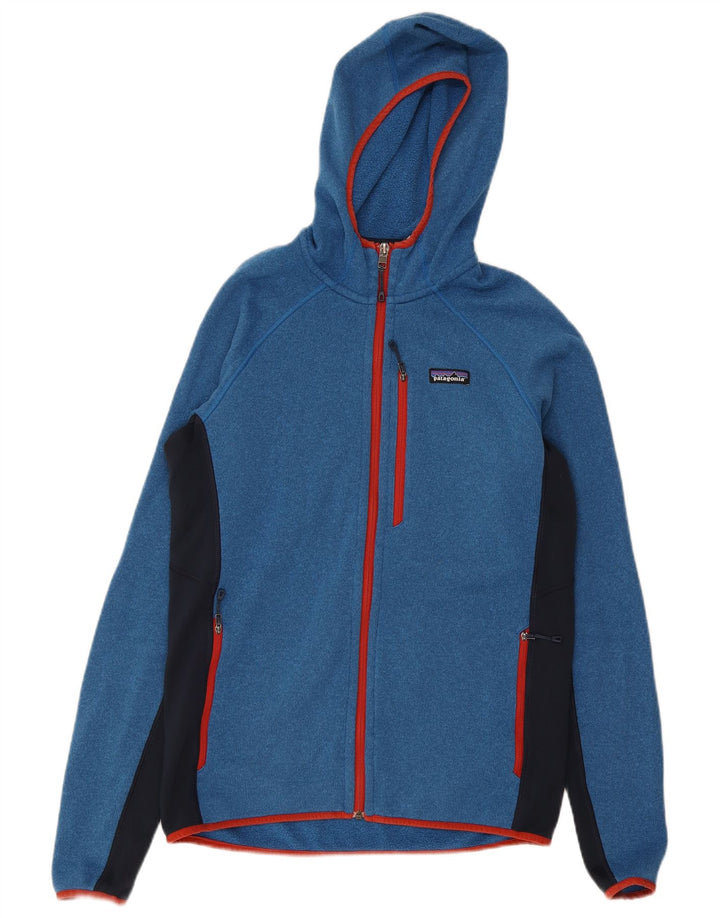 Pulover Patagonia pentru bărbați, cu fermoar, albastru mediu, poliester color bloc