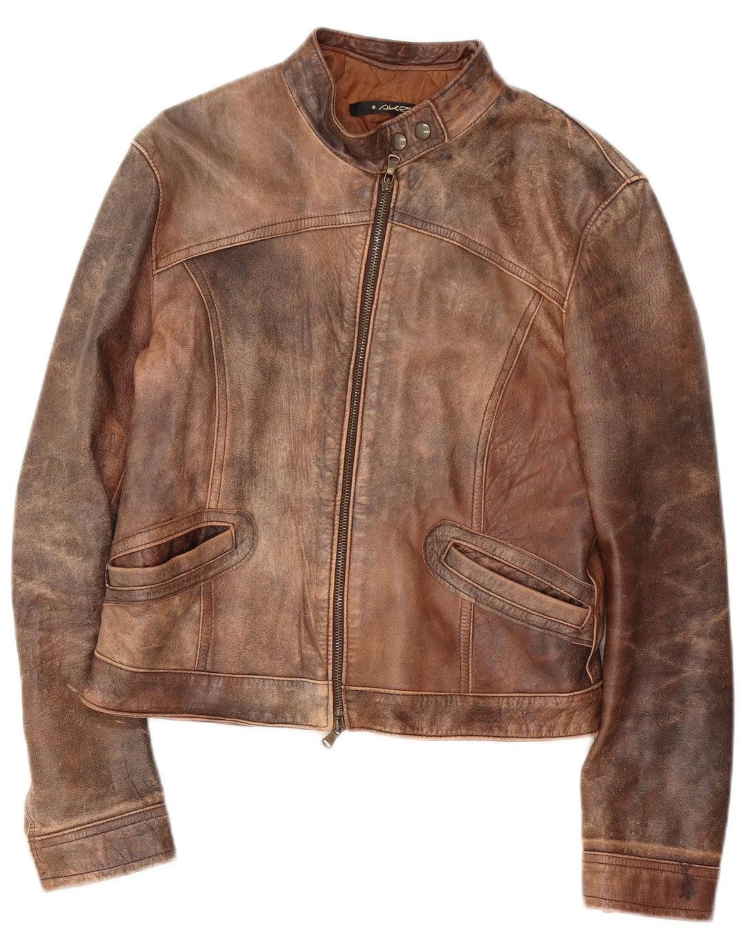 Jachetă vintage din piele pentru femei IT 48 XL maro