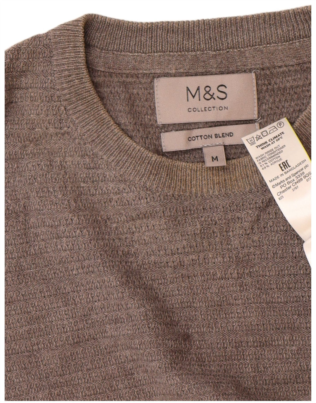 Pulover pentru bărbați Marks & Spencer, cu gât crew, bumbac, gri mediu