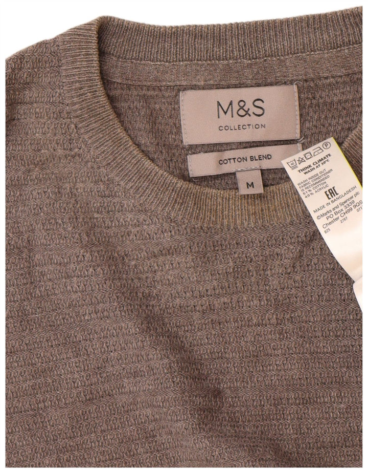 Pulover pentru bărbați Marks & Spencer, cu gât crew, bumbac, gri mediu