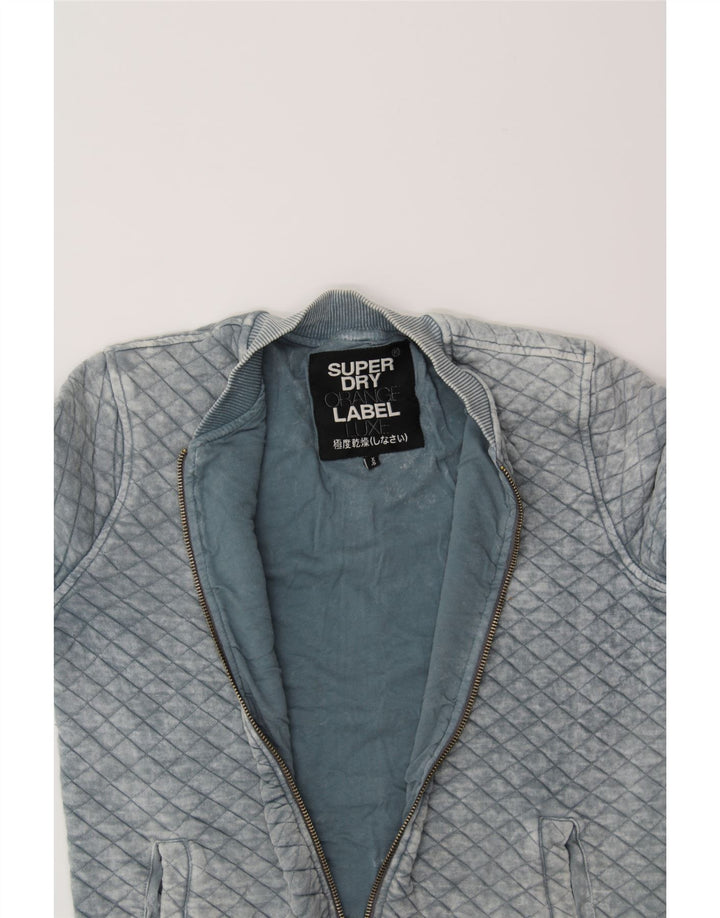 SUPERDRY Womens Bomber Jacket UK 6 XS Blue Argyle/Diamond Cotton Vintage Superdry and Second-Hand Superdry from Messina Hembry 