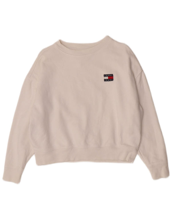 Pulover supradimensionat pentru femei Tommy Hilfiger UK 2 2XS Bumbac alb