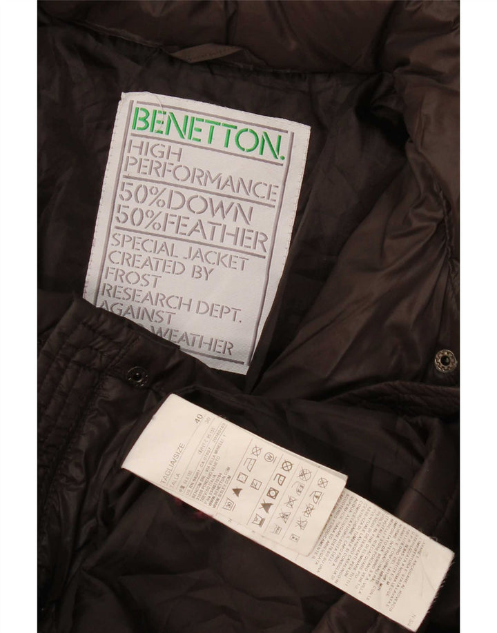 Jachetă căptușită cu glugă Benetton pentru femei IT 40 Poliamidă maro mică