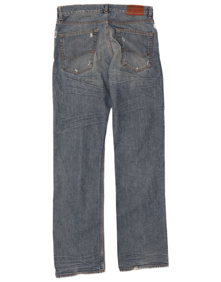 Blugi drepți drepți distressed pentru bărbați Tommy Hilfiger W32 L35 albastru
