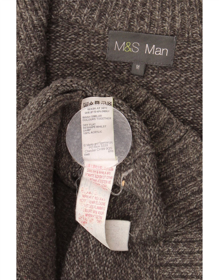 MARKS & SPENCER Pulover cardigan pentru bărbați, gri mediu, cu pete acrilice
