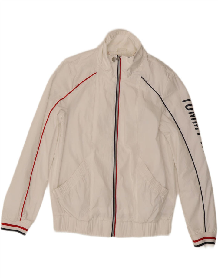 TOMMY HILFIGER Jachetă de trening grafică pentru femei UK 10 Small White