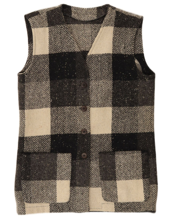Gilet Vintage pentru femei IT 44 Medium Black Check Wool