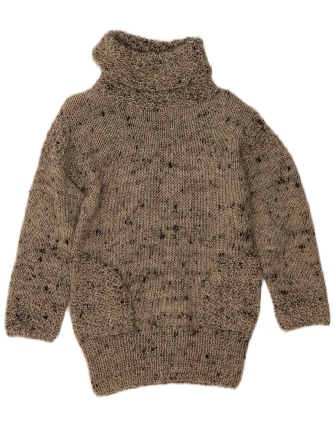Pulover vintage pentru femei cu gât rulat UK 12 Medium Gri Pete