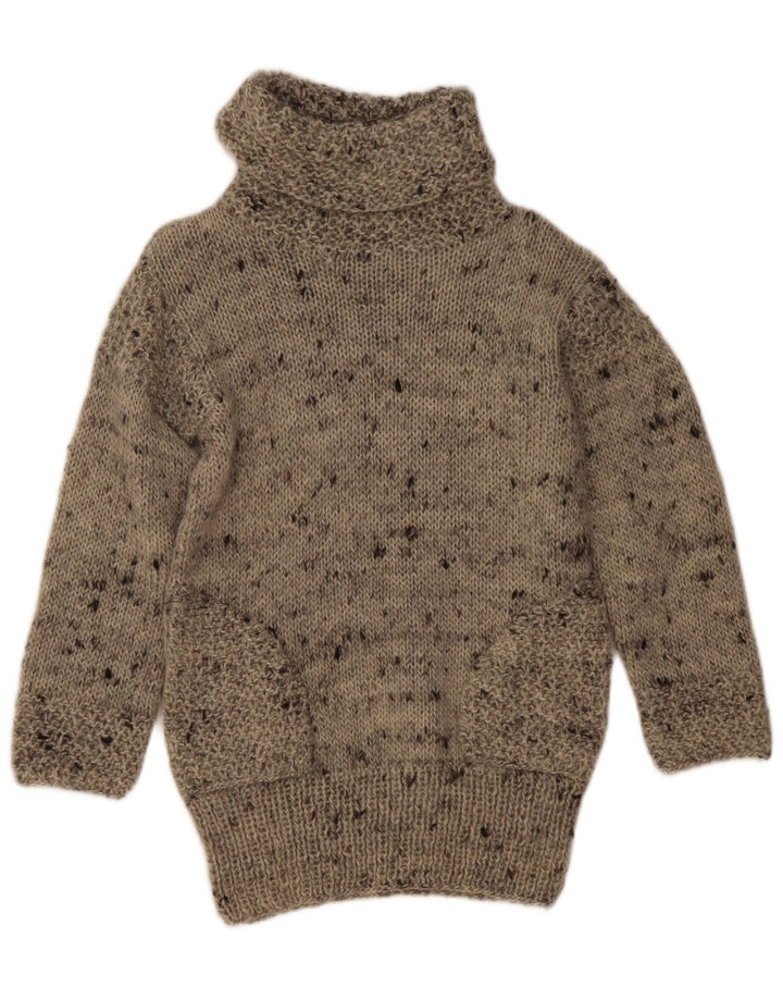Pulover vintage pentru femei cu gât rulat UK 12 Medium Gri Pete