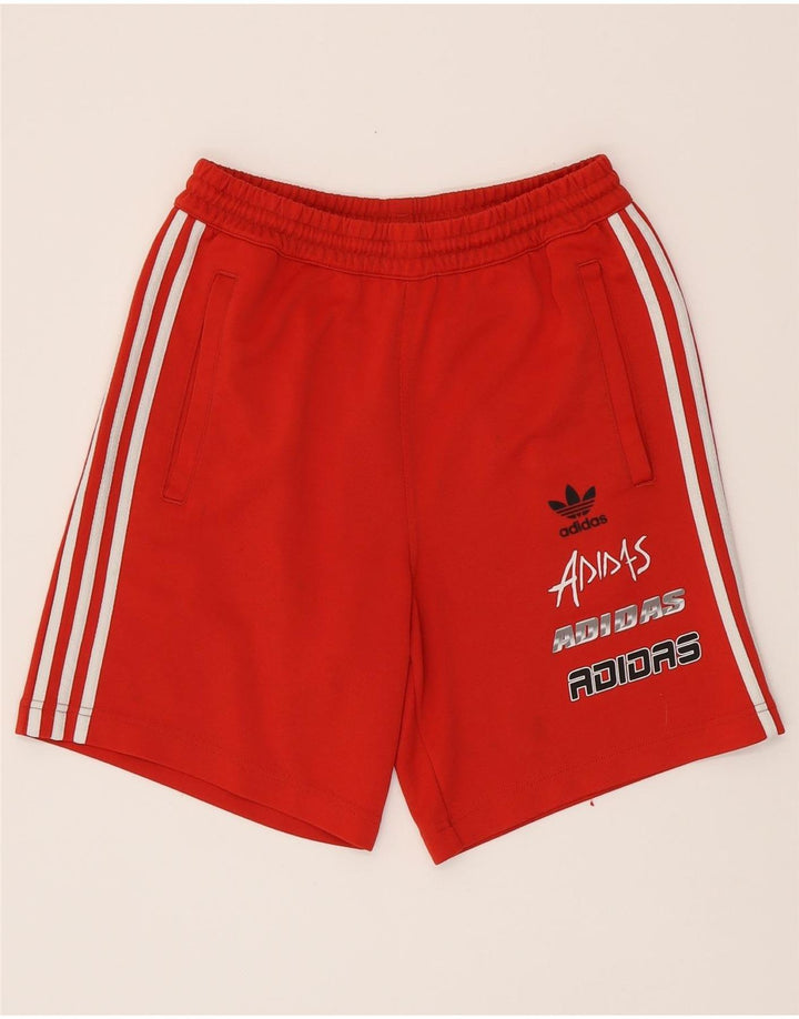 Pantaloni scurți sport grafic ADIDAS pentru bărbați, poliester roșu mic
