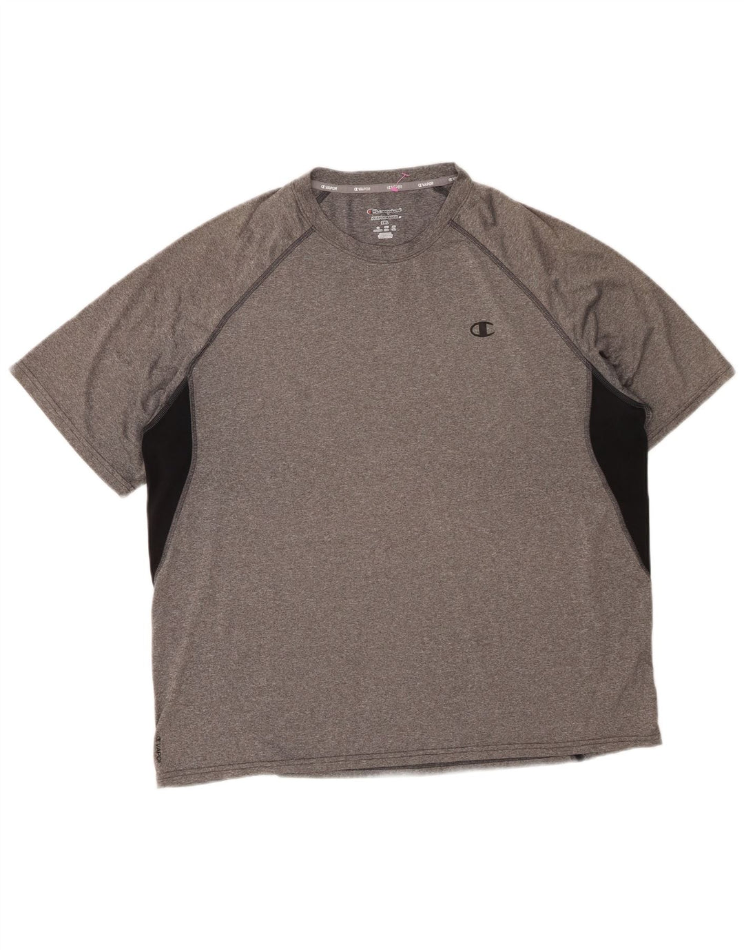 CHAMPION Mens Performance T-Shirt Top 2XL Grey Colourblock Polyester