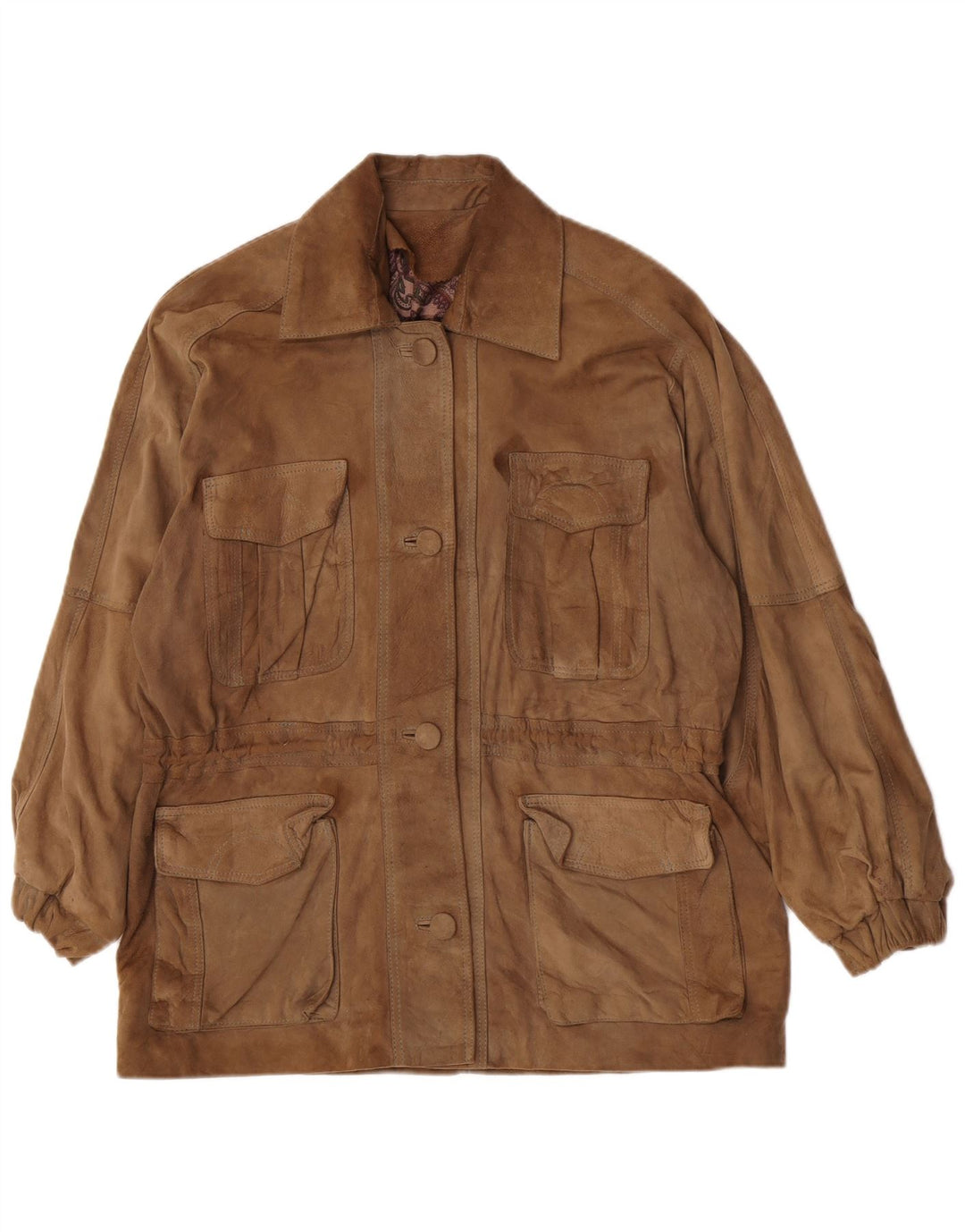 Jachetă Vintage pentru femeie din piele intoarsa EU 42 Maro mare