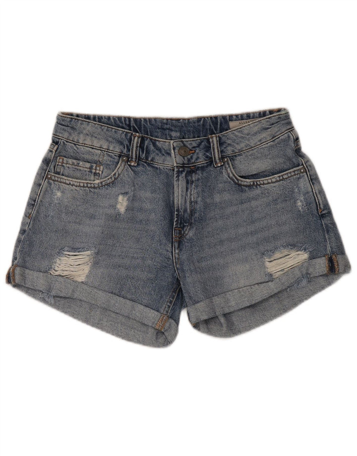 Pantaloni scurți din denim învechit pentru femei All Saints W30 bumbac albastru mediu