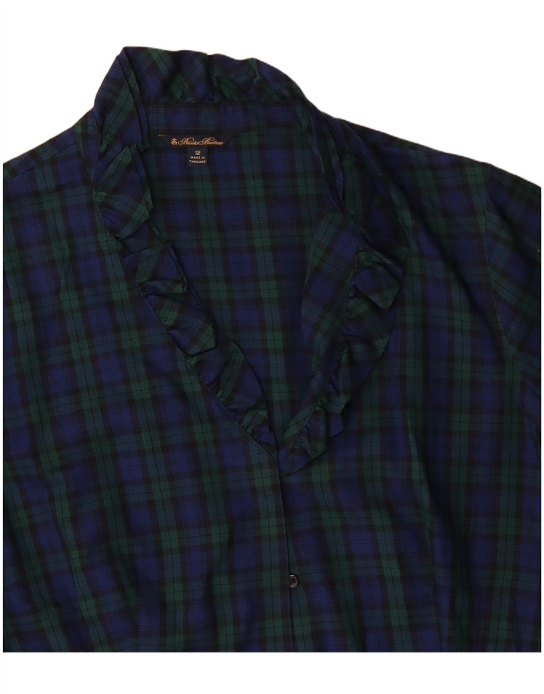 Bluză cămașă pentru femei Brooks Brothers US 12 mare din bumbac carouri bleumarin