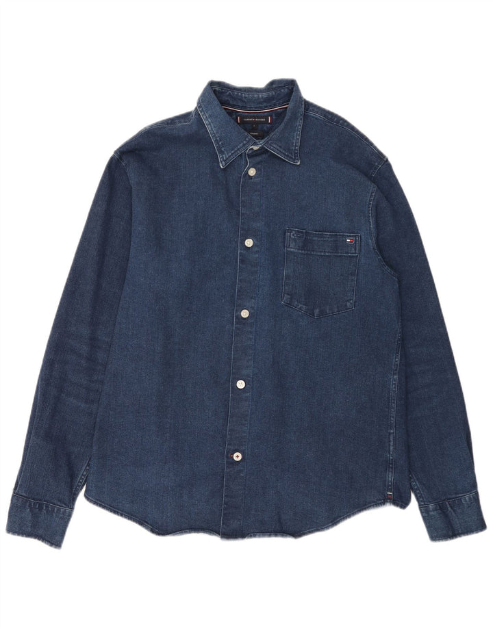 Cămașă pentru bărbați TOMMY HILFIGER din denim indigo, mare, albastru, bumbac