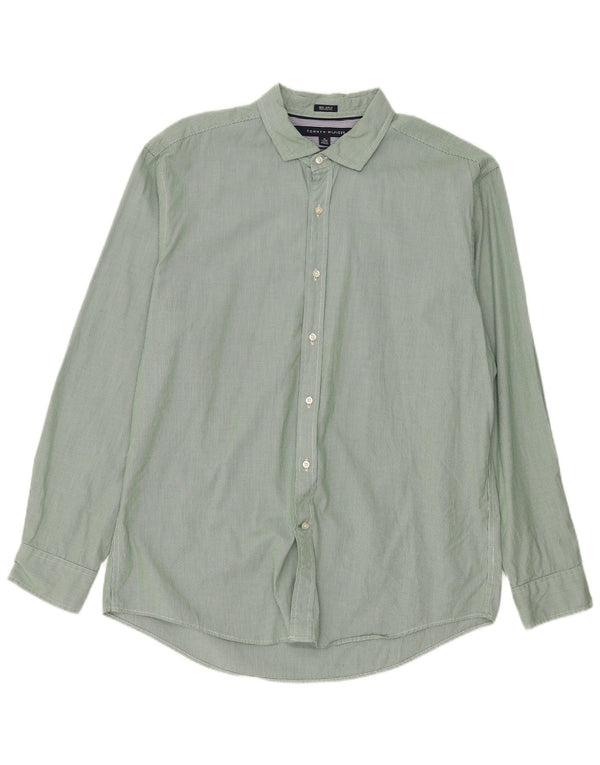 Cămașă personalizată pentru bărbați Tommy Hilfiger, bumbac verde XL, picior de găină