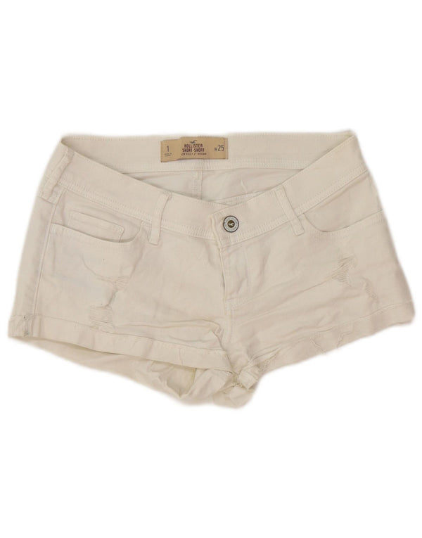 Hollister Womens Distressed Hot Pants US 1 XS W25 Bumbac alb