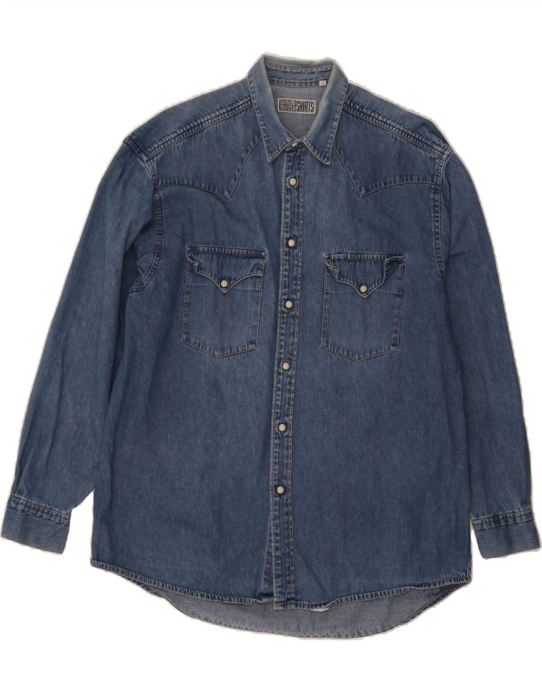 GLOBE TROTTER Mens Denim Shirt Large Blue Cotton Vintage Globe Trotter and Second-Hand Globe Trotter from Messina Hembry 