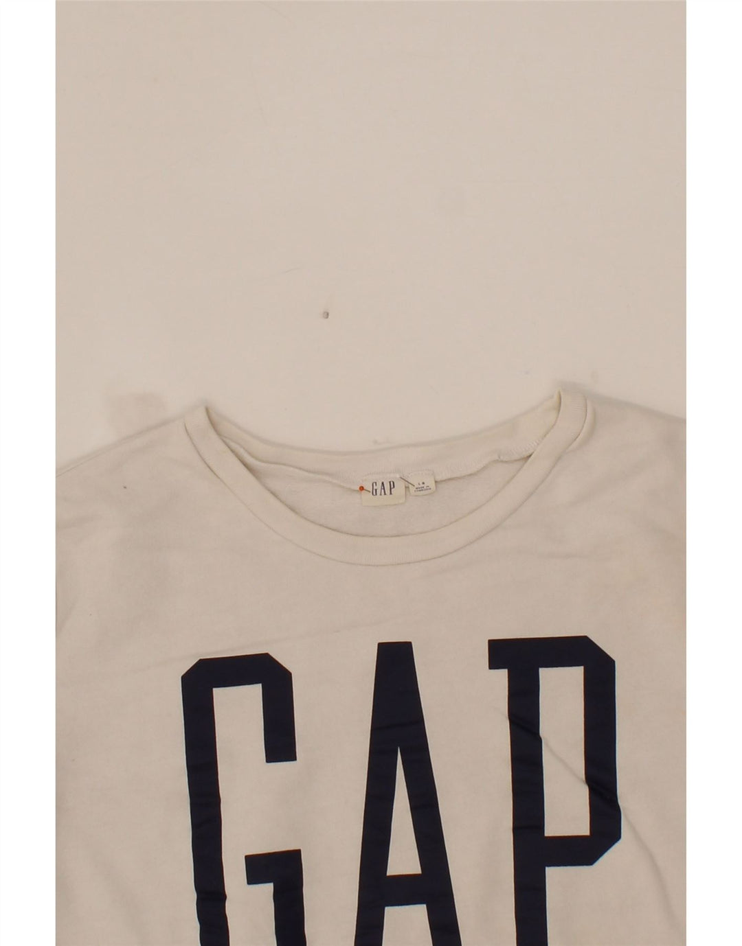 GAP Womens Graphic Sweatshirt Jumper UK 16 Large White Cotton Vintage Gap and Second-Hand Gap from Messina Hembry 