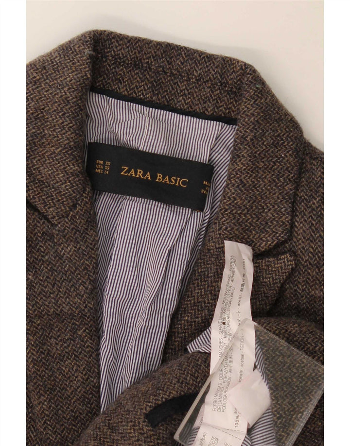 Jachetă Blazer pentru femei Zara cu 1 nasture UK 6 XS Maro Herringbone