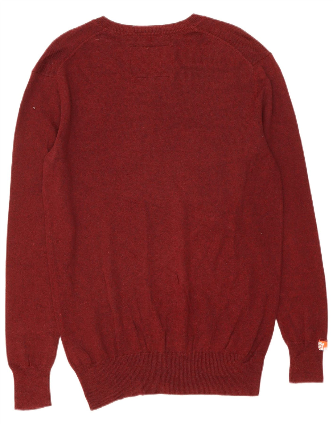 SUPERDRY Mens V-Neck Jumper Sweater Medium Maroon Cotton