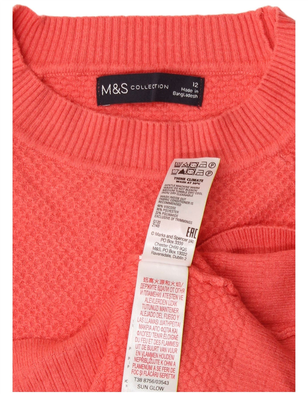 Pulover pentru femei Marks & Spencer cu decolteu rotund portocaliu mediu UK 12