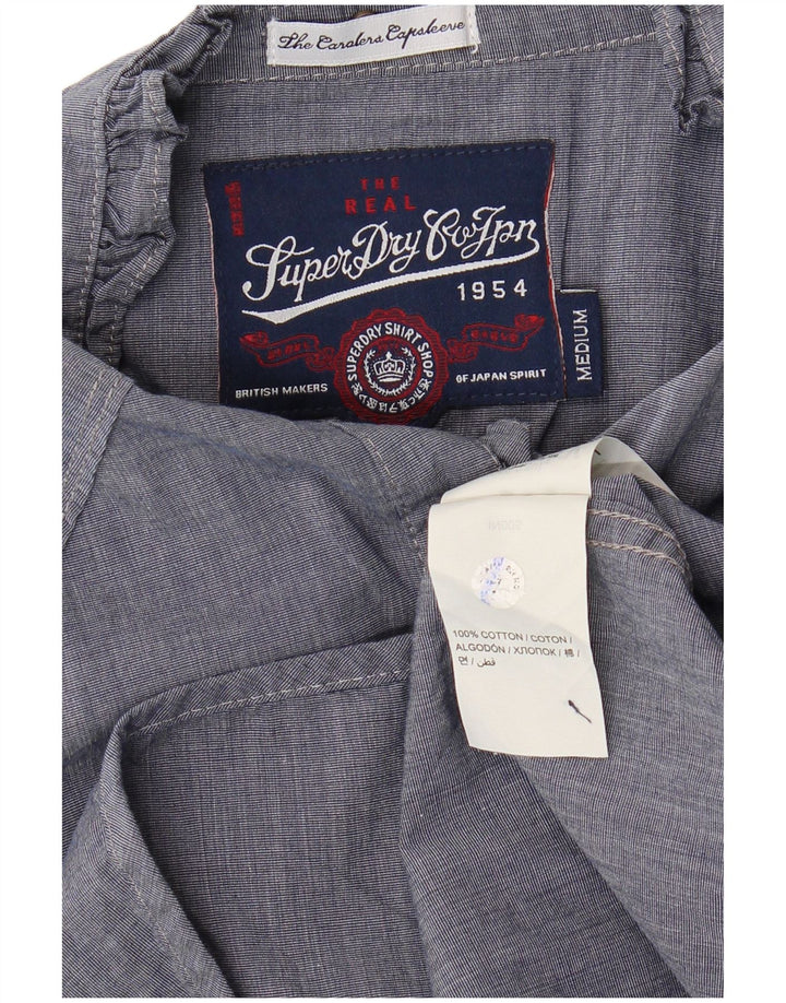 Bluză cămașă cu volane în față pentru femei SUPERDRY UK 12 Medium Bleumarin