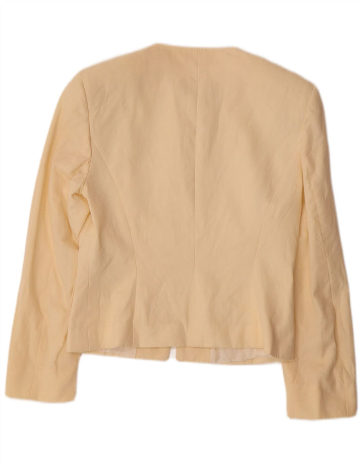 GENNY Womens Crop Blazer Jacket IT 40 Small Yellow Wool