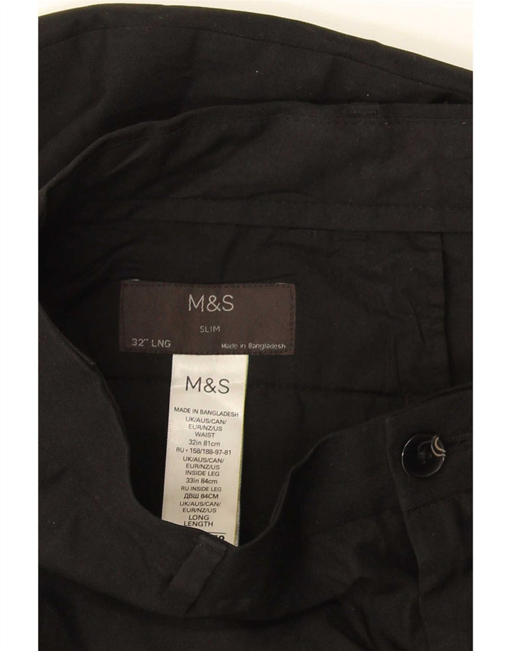 Pantaloni chino subțiri pentru bărbați Marks & Spencer L32 L33 Poliester negru