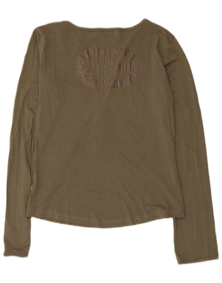 Top cu grafică pentru femei Iceberg cu mânecă lungă UK 10 Small Khaki
