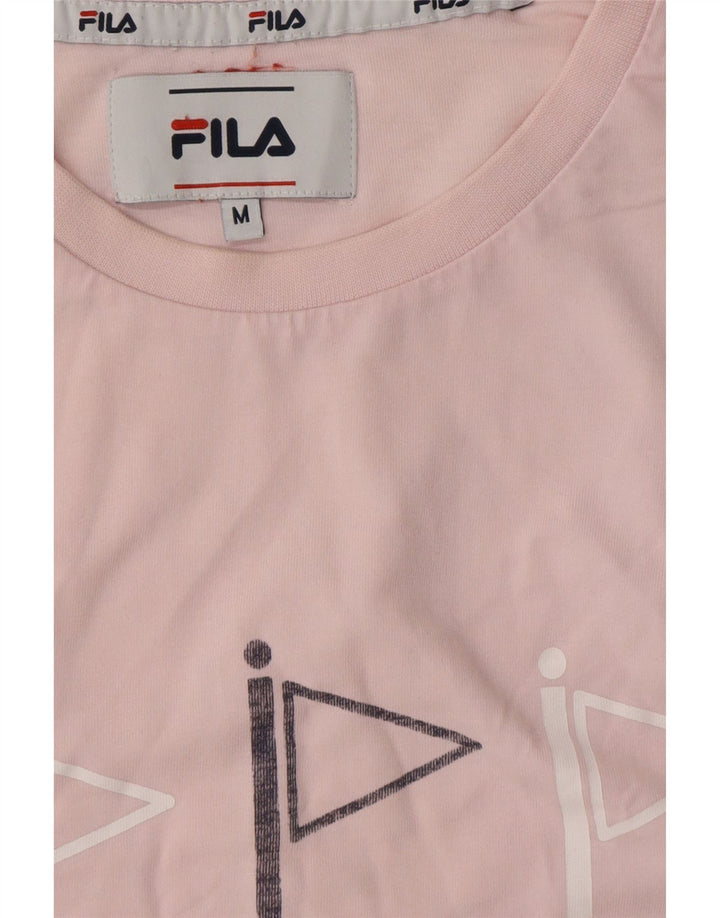FILA Mens Graphic Top Long Sleeve Medium Pink Cotton Vintage Fila and Second-Hand Fila from Messina Hembry 
