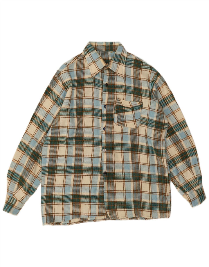 Cămașă de flanel pentru bărbați vintage, carouri medii multicolore