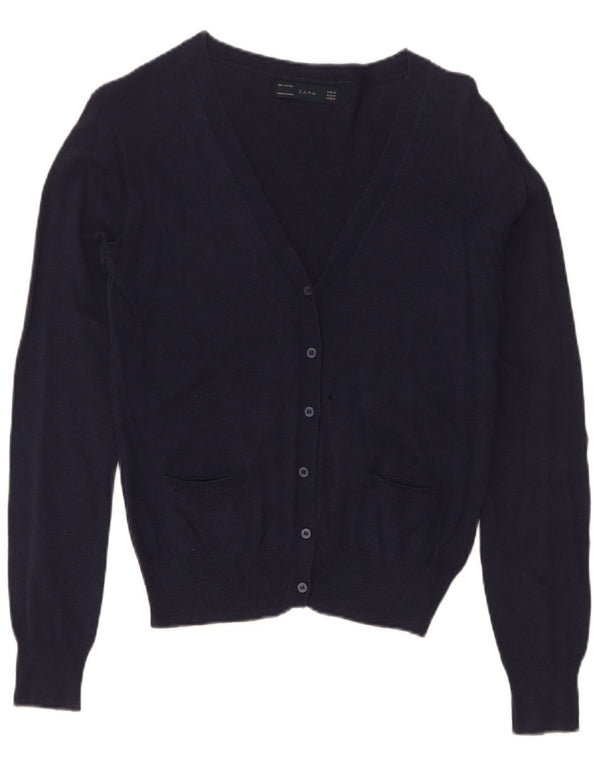 Pulover Cardigan pentru Damă Zara UK 12 Medium Bleumarin Bumbac