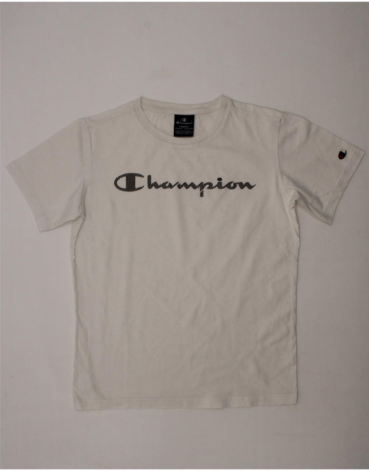 CHAMPION Boys Graphic T-Shirt Top 11-12 Years Large White Vintage Champion and Second-Hand Champion from Messina Hembry 