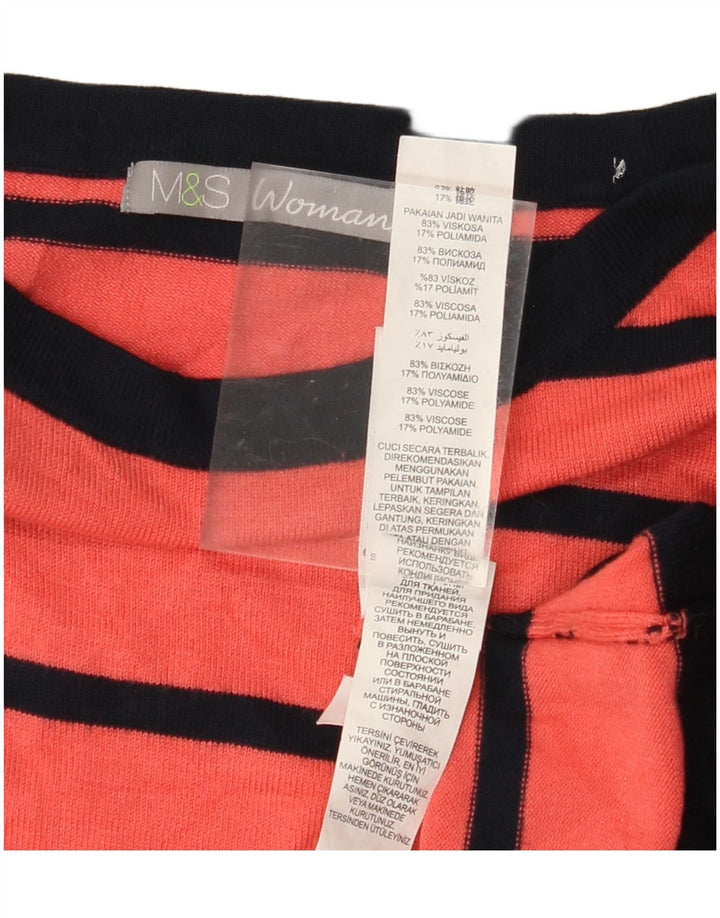 MARKS & SPENCER Pulover pentru femei cu decolteu cu barca UK 10 Mic cu dungi roșii