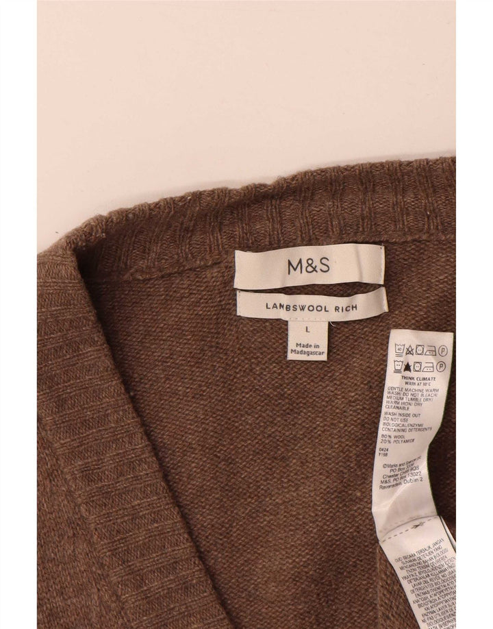 Pulover cardigan pentru bărbați Marks & Spencer, lână maro mare