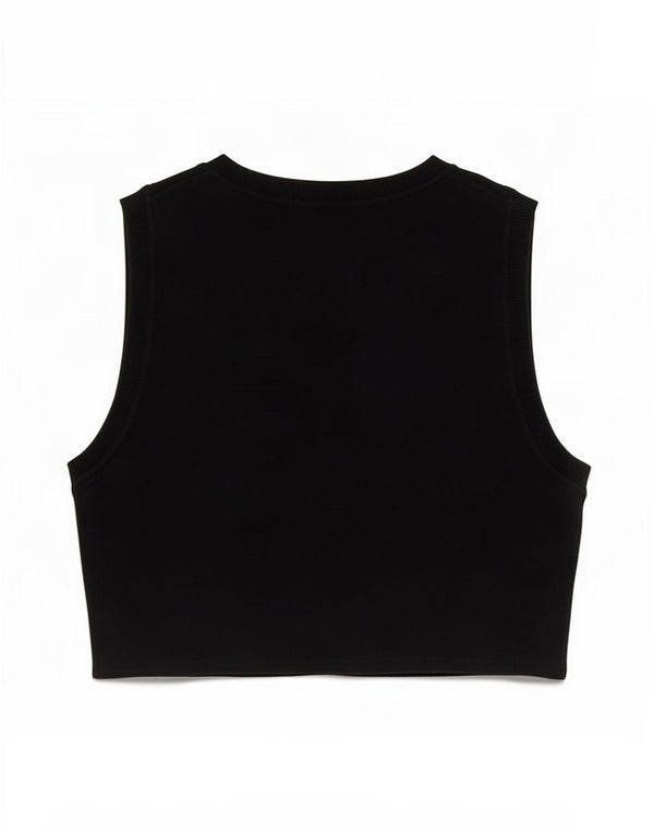 Vesta Crop Top pentru femei Zara UK 12 Medium Black Viscose