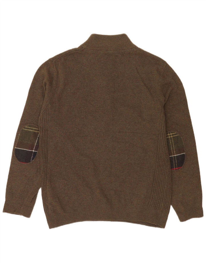 Pulover Barbour pentru bărbați, cu fermoar și gât, lână XL kaki