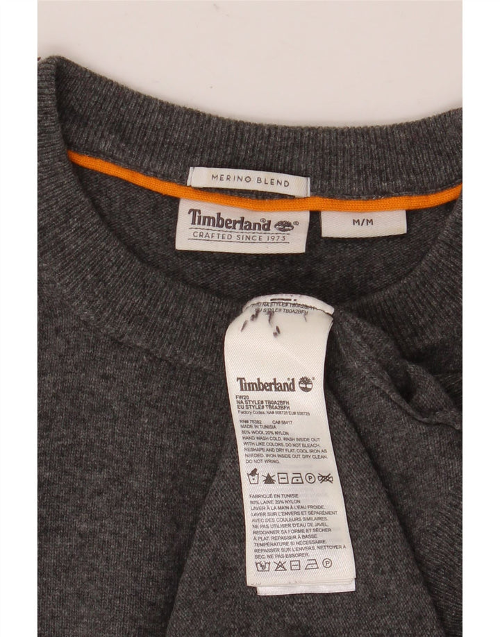 Pulover pentru bărbați Timberland cu gât crew, lână, gri mediu