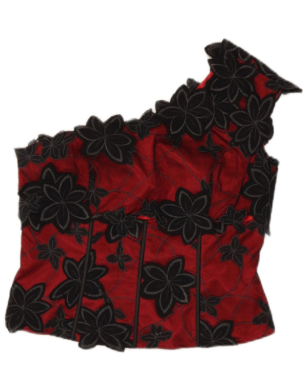 Top Crop pentru femei Arruba cu un umăr UK 8 Small Red Floral Poliester