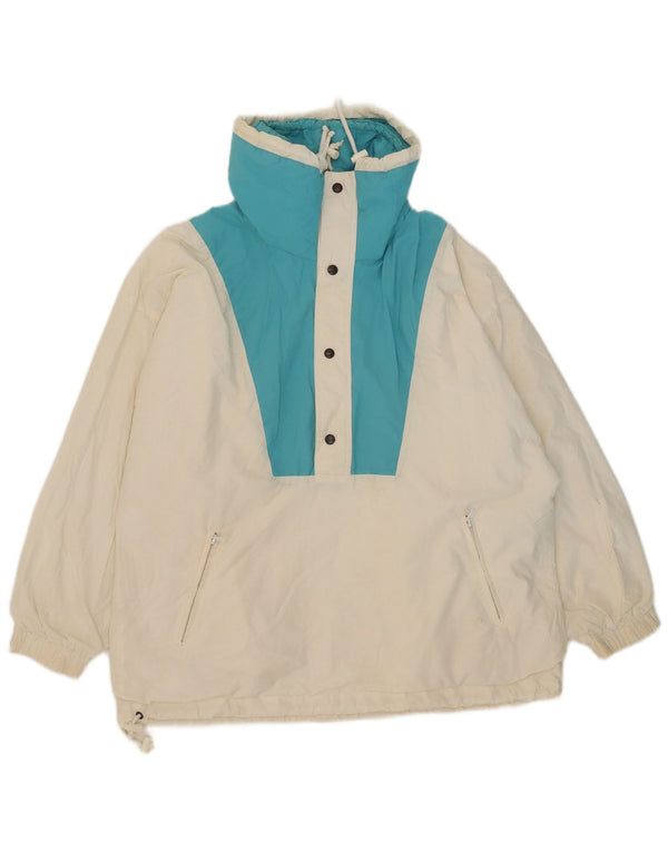 Jachetă Anorak supradimensionată pentru bărbați vintage UK 12 Medium White Colorblock Nylon