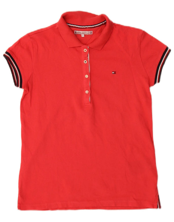 Tricou polo Tommy Hilfiger pentru fete 11-12 ani bumbac roșu